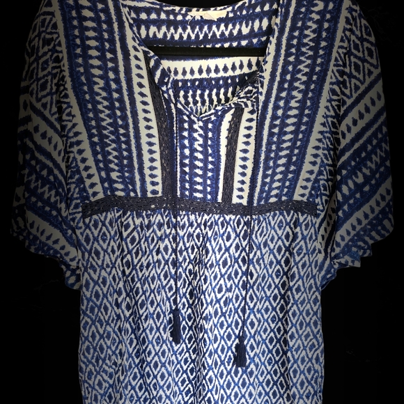 Abstract Open Panel BLL Boho Tunic Top Sz M - Picture 3 of 6